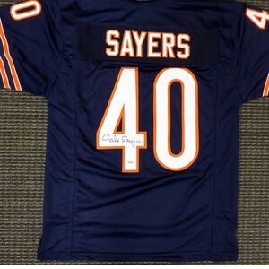 NEW Autographed Gale Sayers Blue Chicago Bears Jersey.Schwartz Sports Authentic